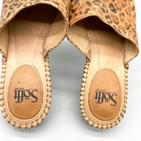 Sofft Womens 10M Slide Sandals Shoes Brown Leopard Print Leather Mules Boho Chic - Picture 10 of 13